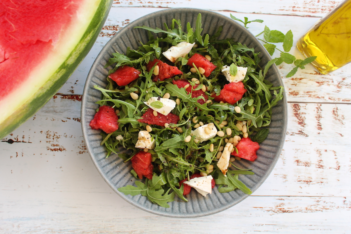 Πράσινη σαλάτα με καρπούζι και φέτα - iCooktoHeal Υγιεινές συνταγές για υγιείς ανθρώπους